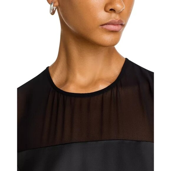 French Connection Illusion Neck Top Women's Size 8 Black Fitted Sleeveless Tank - Picture 4 of 13